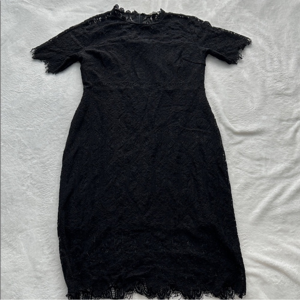 Miami Elegant Black Lace Midi Dress